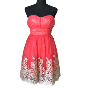 NWT A. Drea Courtney Coral Gold Glitter Cocktail Dress S Prom Special Occasion